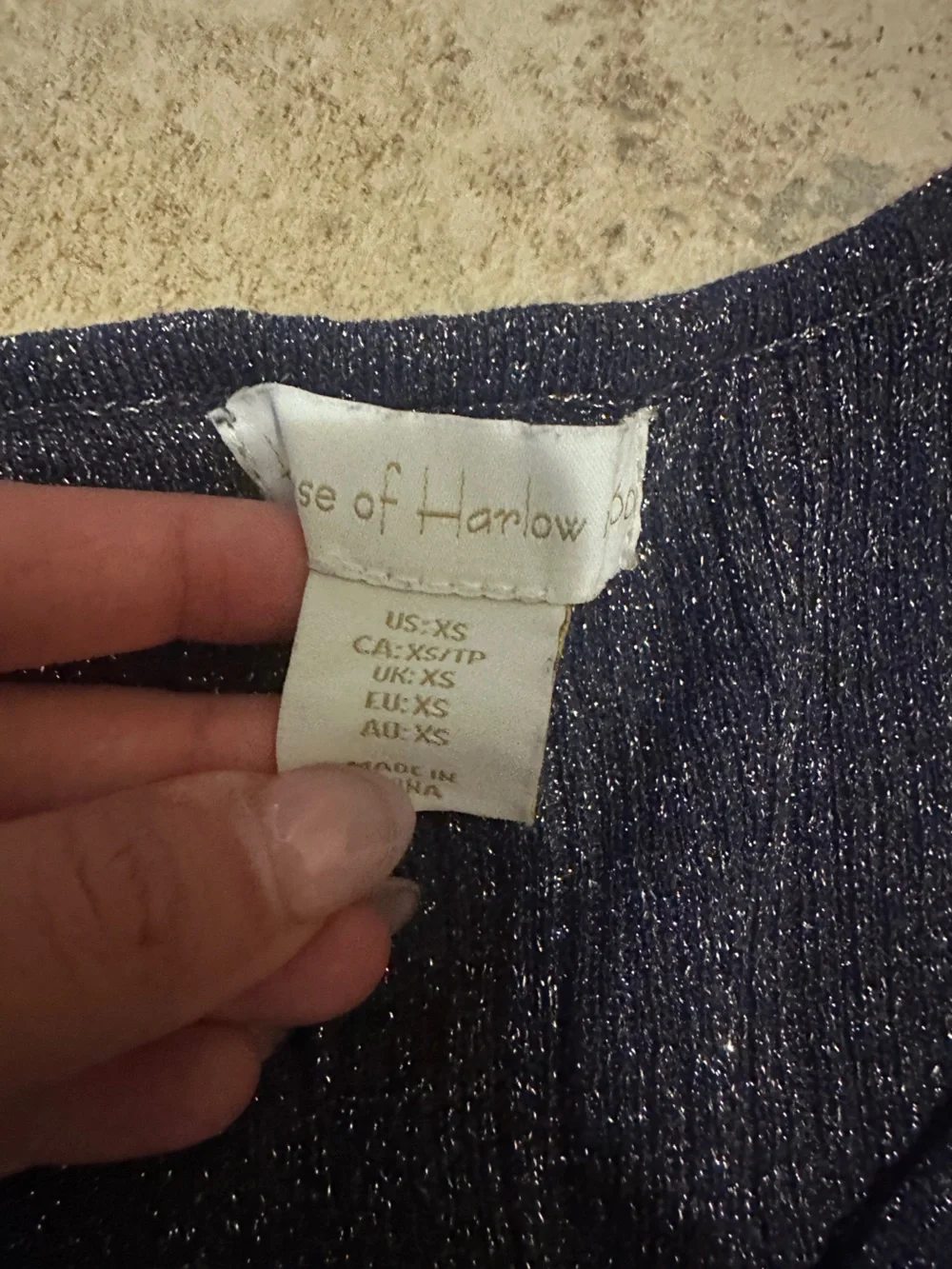 House of Harlow Blue Glitter Tank Top